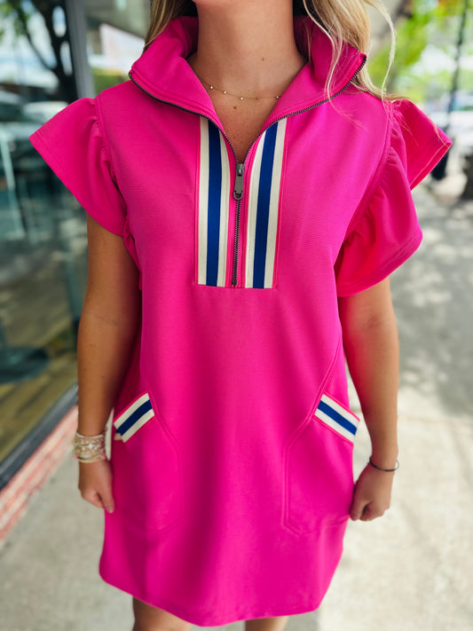 Pink/ Blue Striped Dress