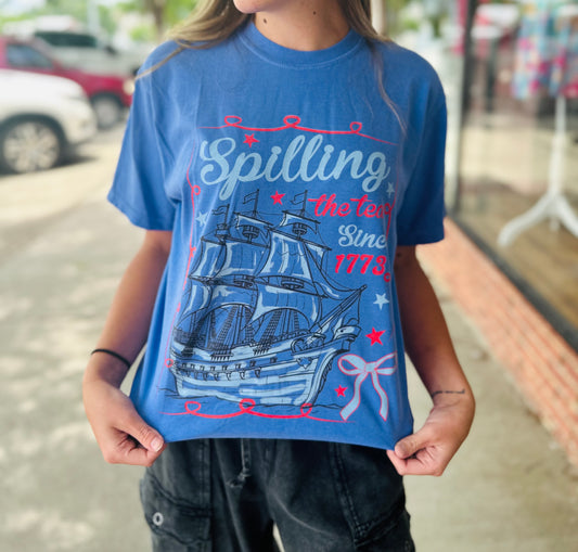 Spilling The Tea Blue Tshirt