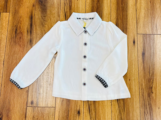 Cream Button Down W/ Black Trim