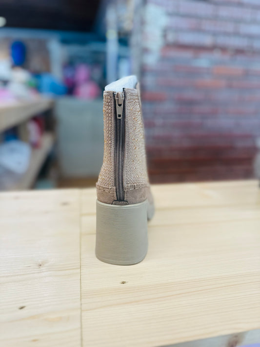 Studded Back Zip Boots- Taupe