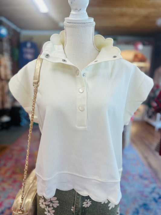 Cream Scalloped Edge Top