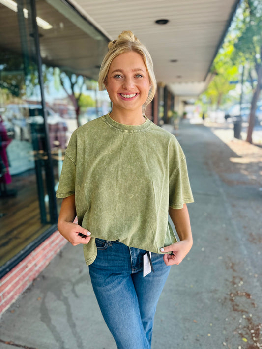 Acid Wash Boxie Cut Top