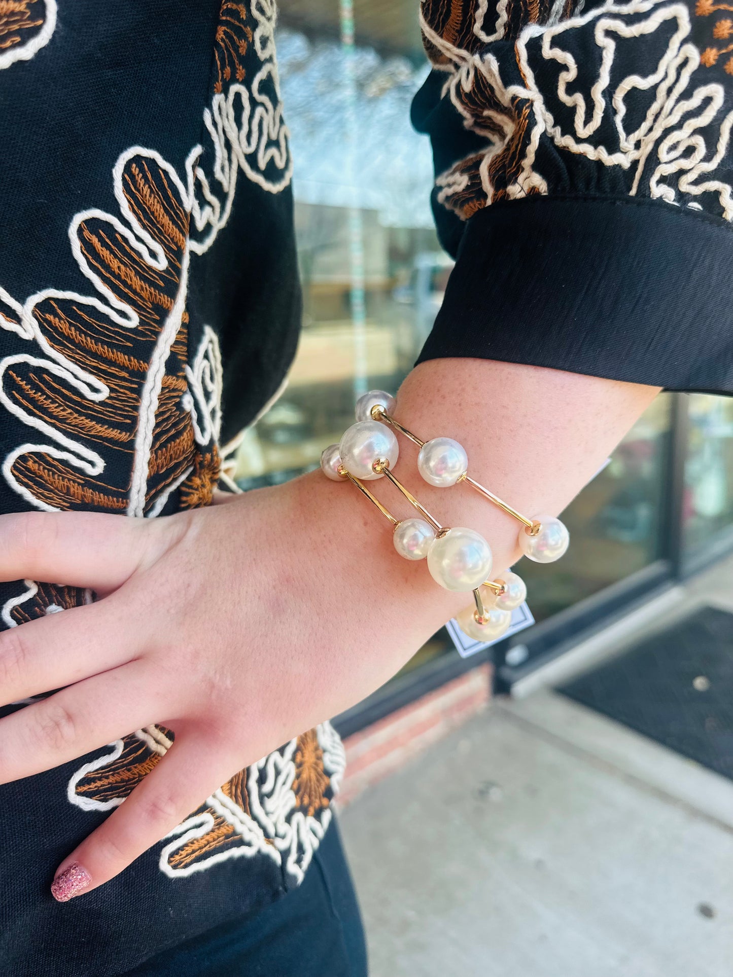 Three Row Pearl Bracelet