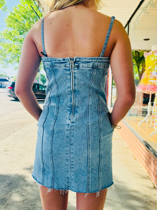 Spaghetti Strap Denim Dress