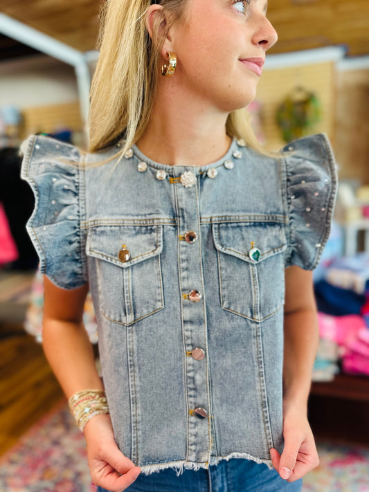 Jean Embellished Vest