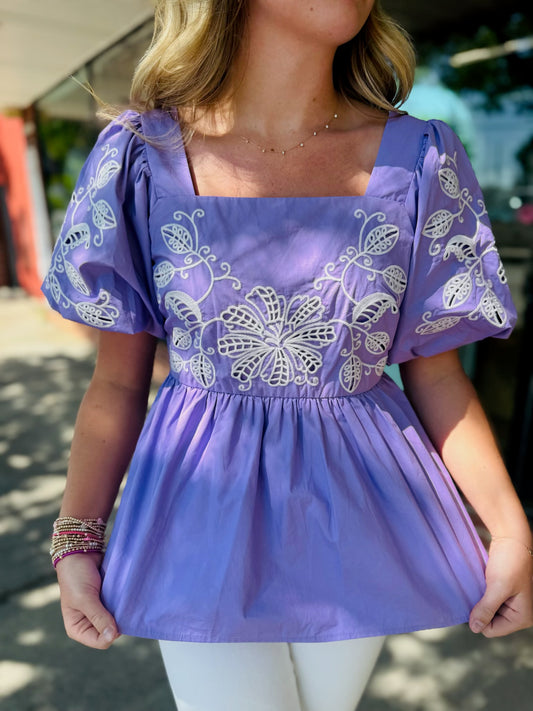 Lavender Puff Sleeve Top
