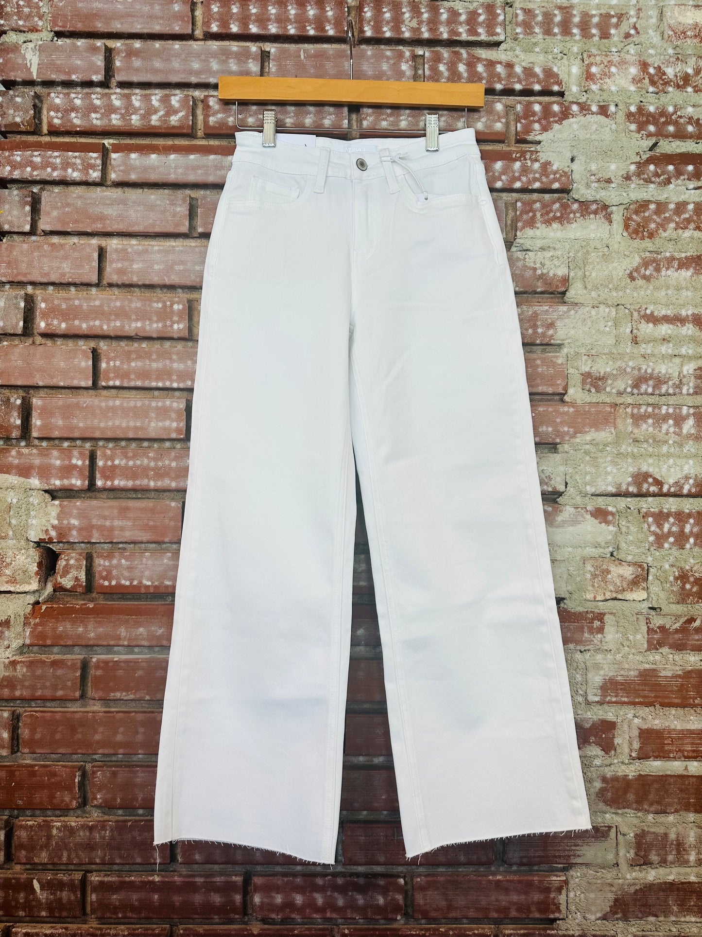 High Rise White Cropped Wide Leg