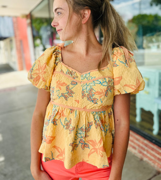 Orange Multi Peplum Waist Top