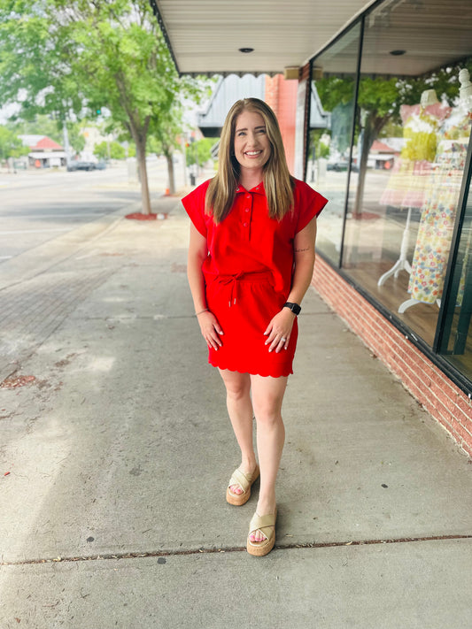 Red Skort -Set
