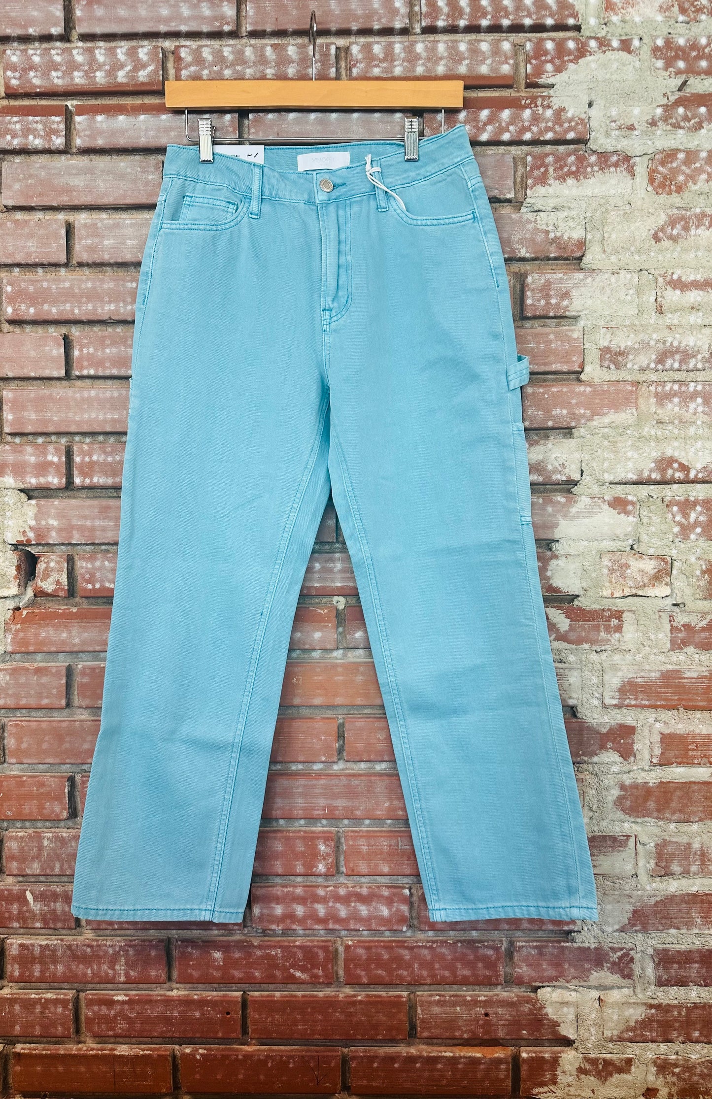 High rise relax straight blue mist