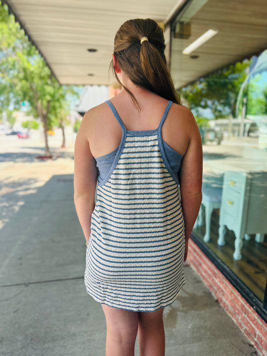 Blue Sporty Romper Dress