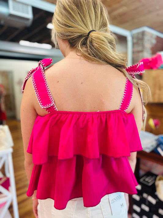 Magenta Tiered Top