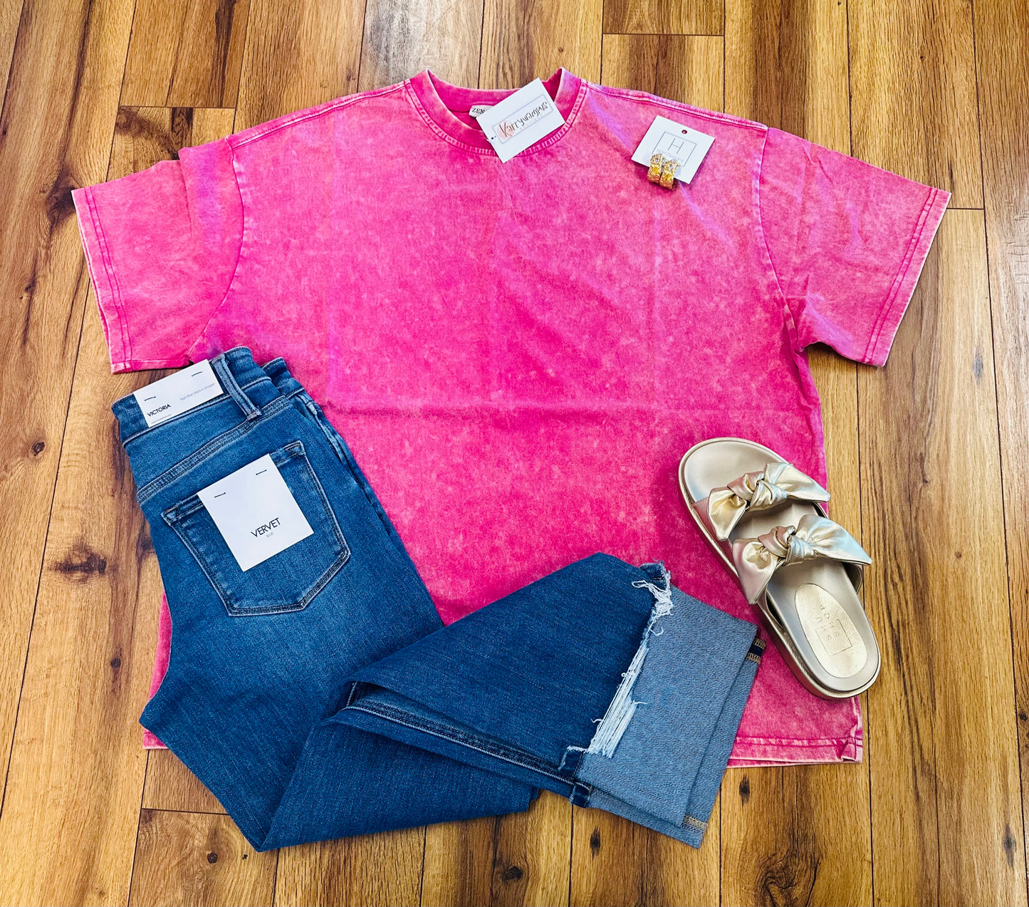 Acid Wash Boxie Cut Top