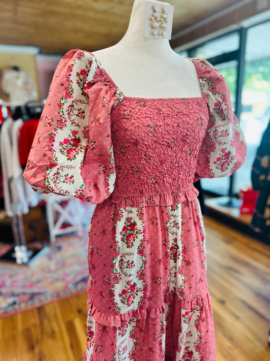 Mauve Floral Printed Maxi Dress