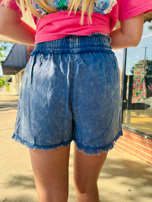 Classic Blue High Waist Shorts