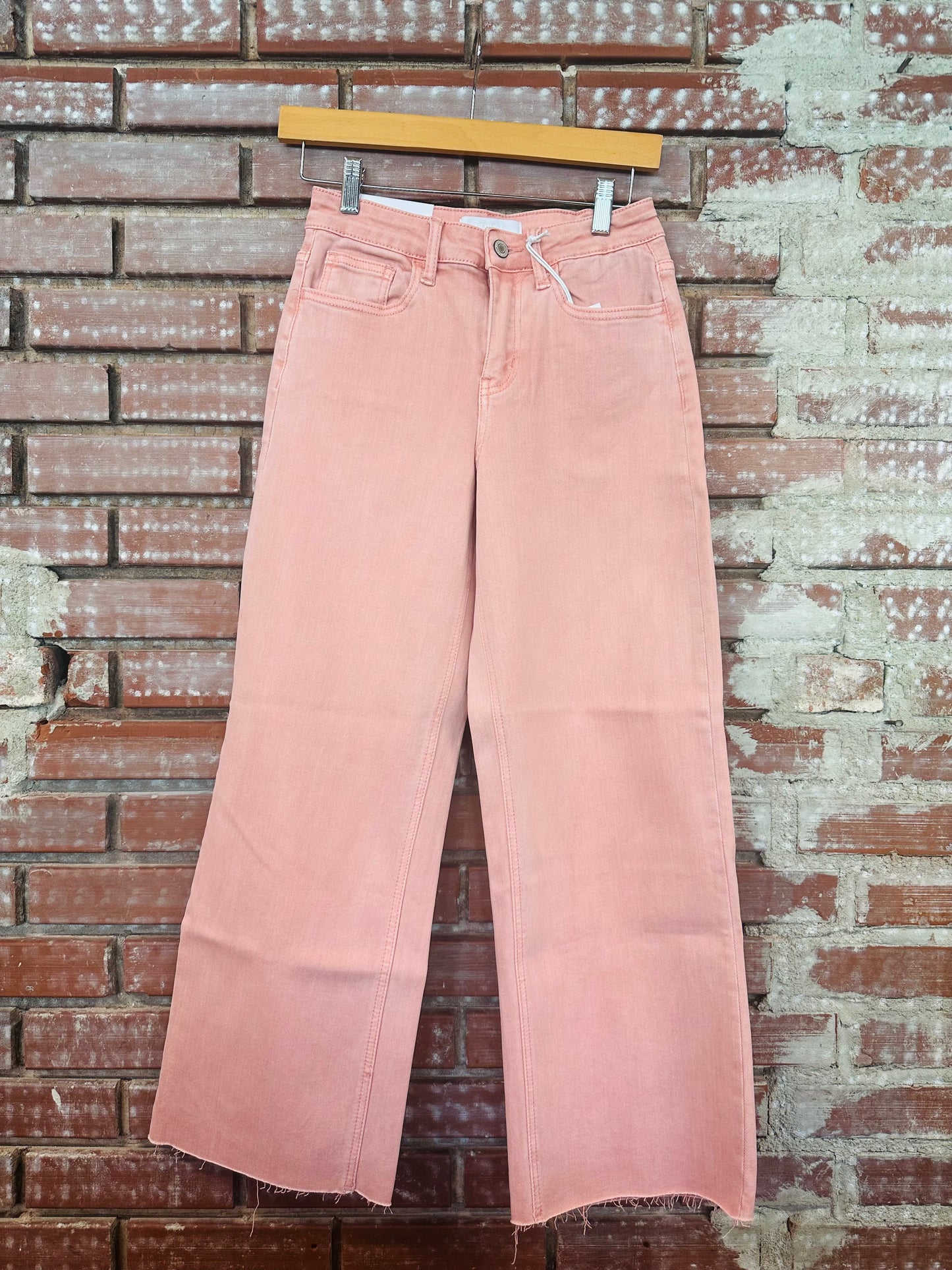 High Rise Cropped Silver Pink Jeans