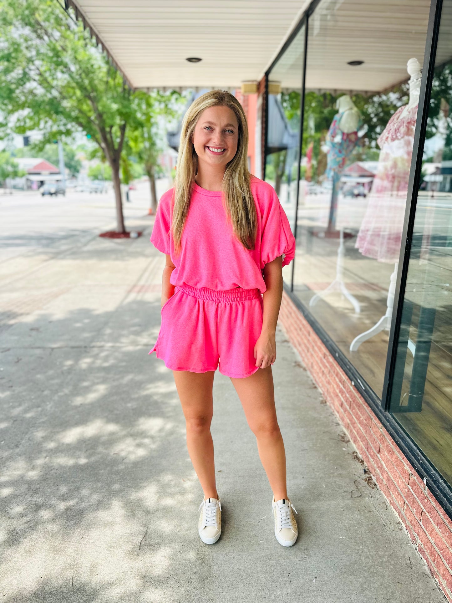 Pink Elastic Terry Shorts