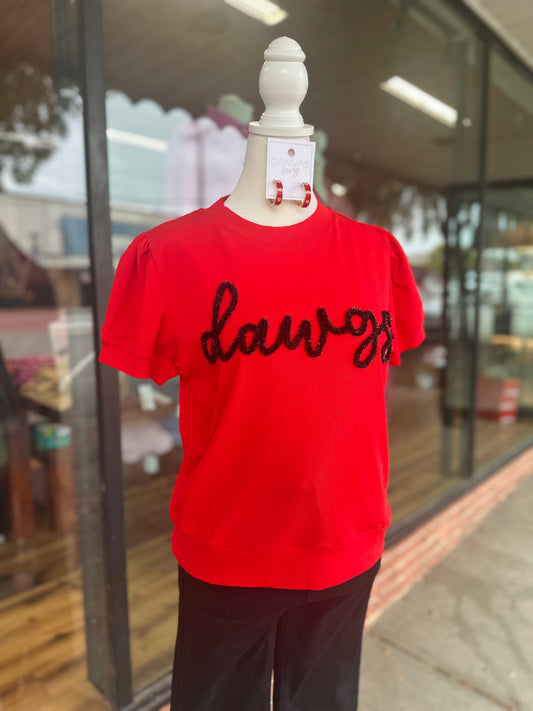 Dawgs Glitter Script Top