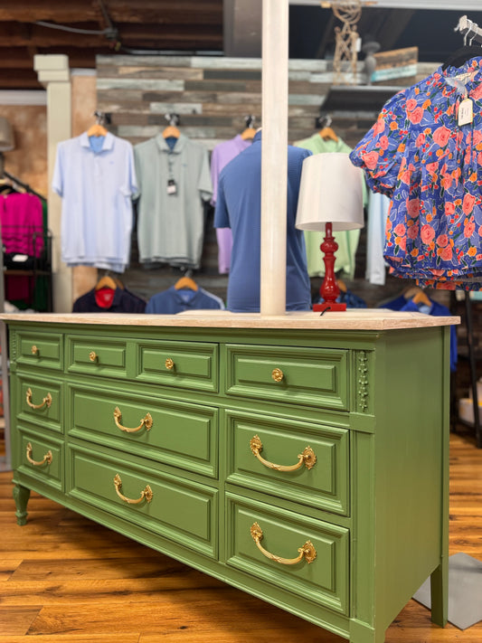 Green & Gold 9 Drawer Dresser