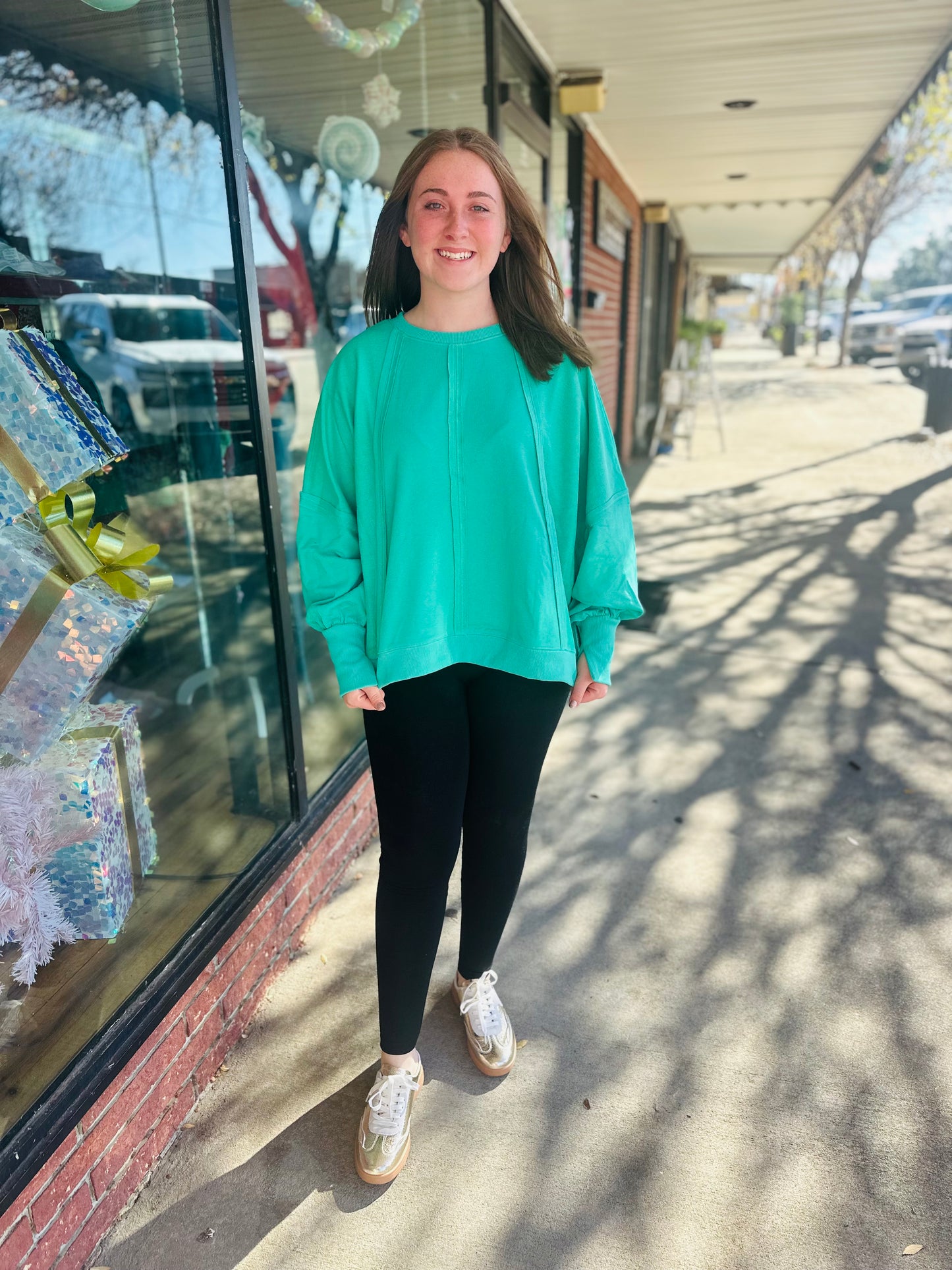 Green Oversized French Terry Top