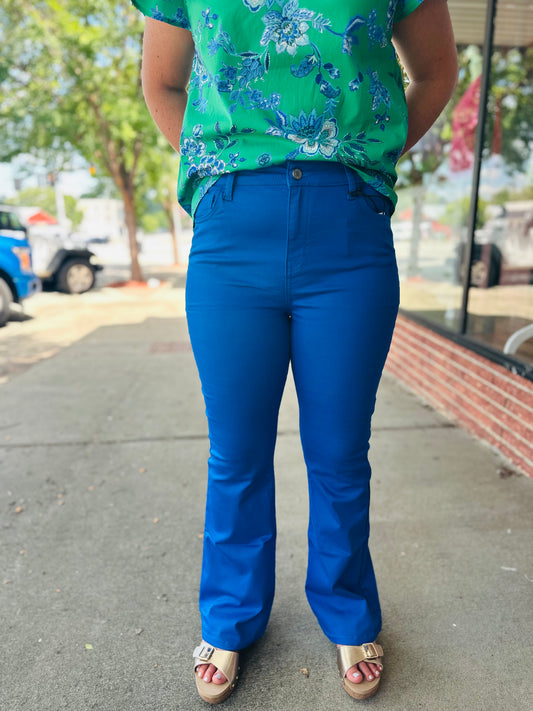 Royal blue flare pants