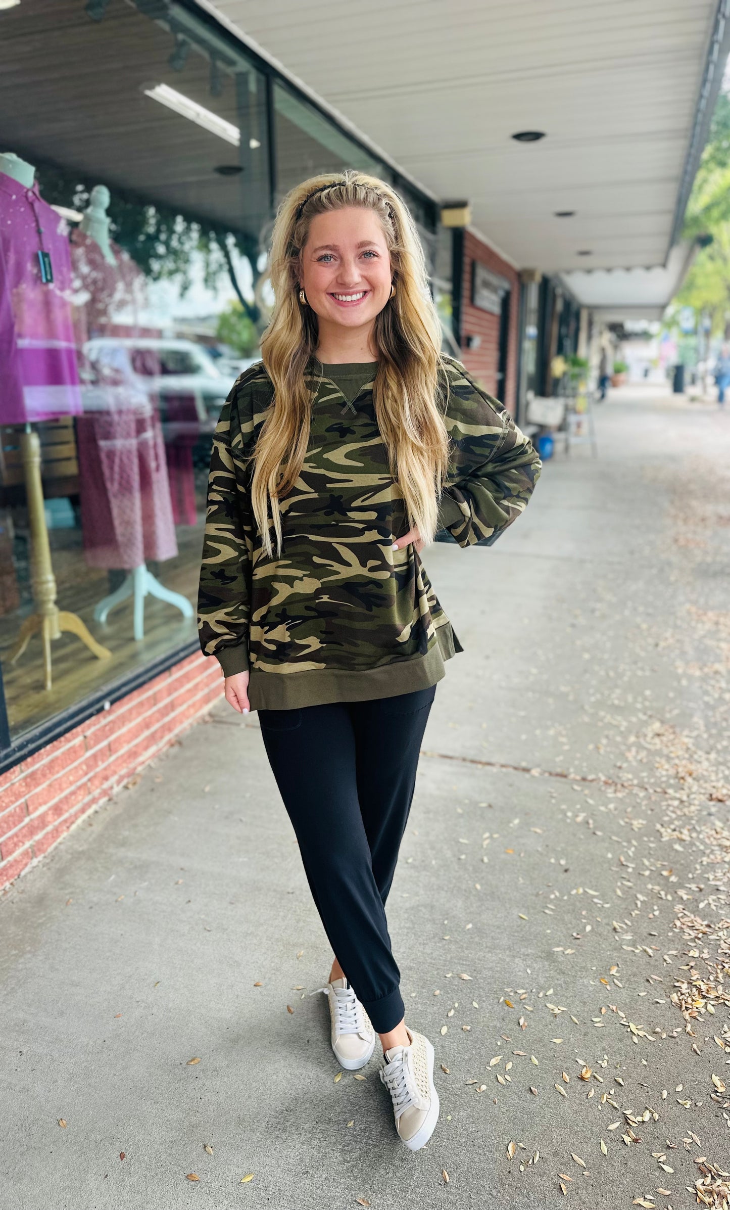 Camo Printed Knit Top