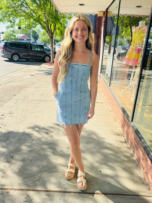 Spaghetti Strap Denim Dress