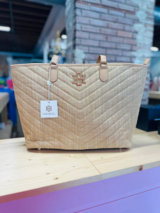 Natural V quilted James tote