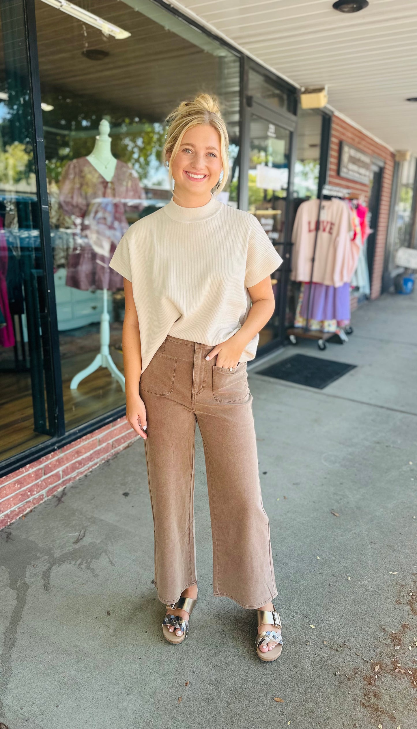 Brown Square Pocket Pants