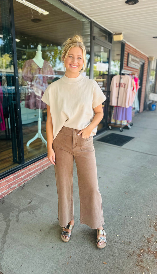 Brown Square Pocket Pants