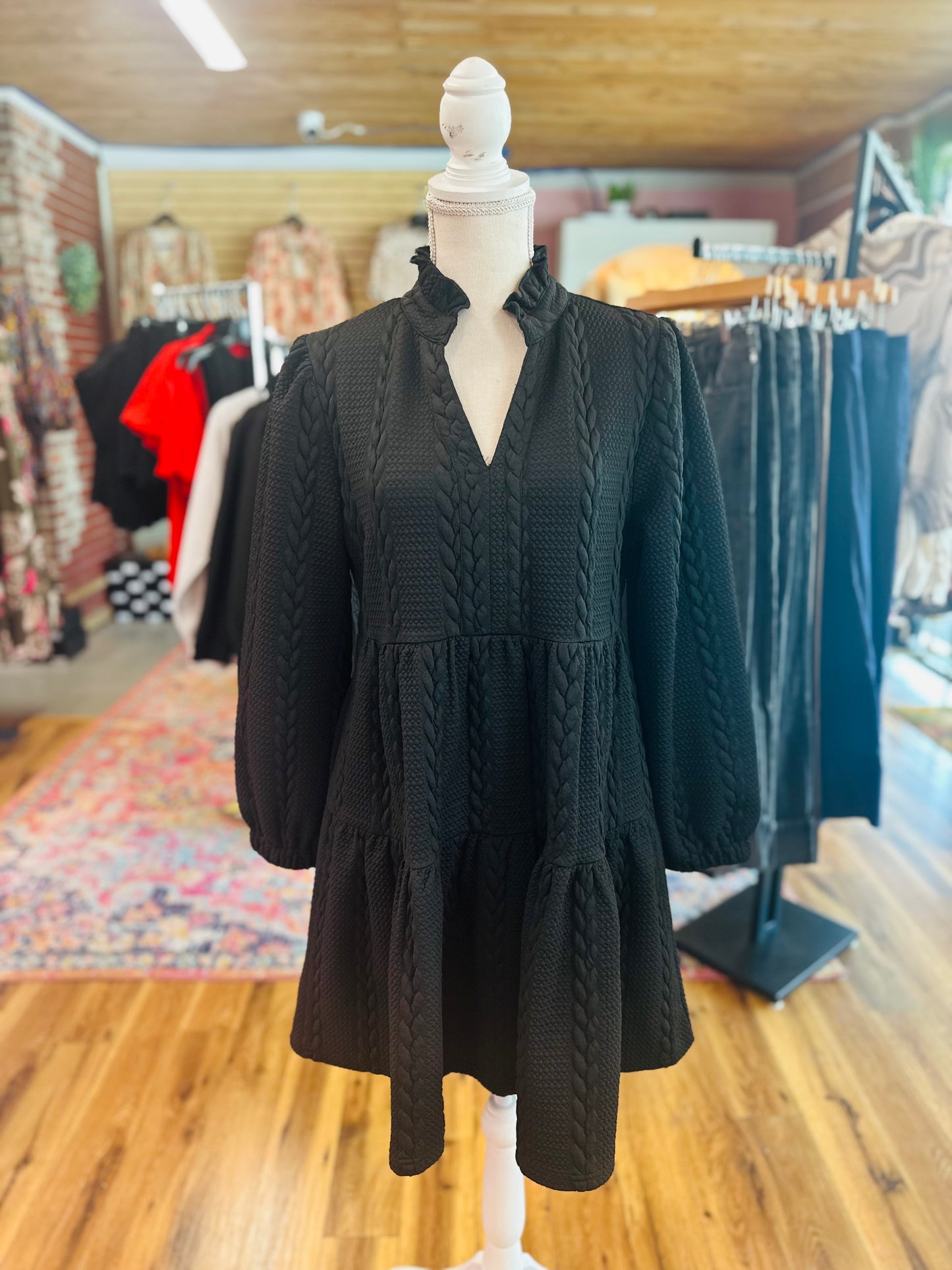 Black Braided Long Sleeve dress