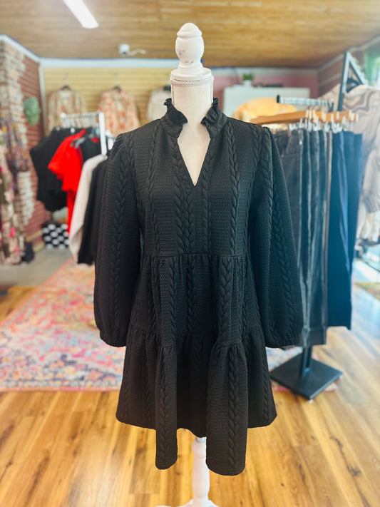 Black Braided Long Sleeve dress