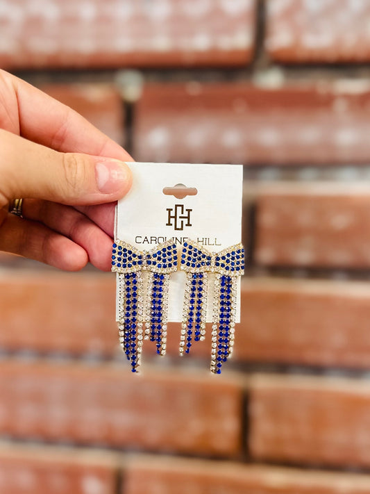 Blue Crystal bow earrings