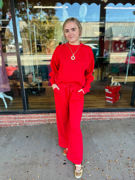 Red Scuba Pants Set