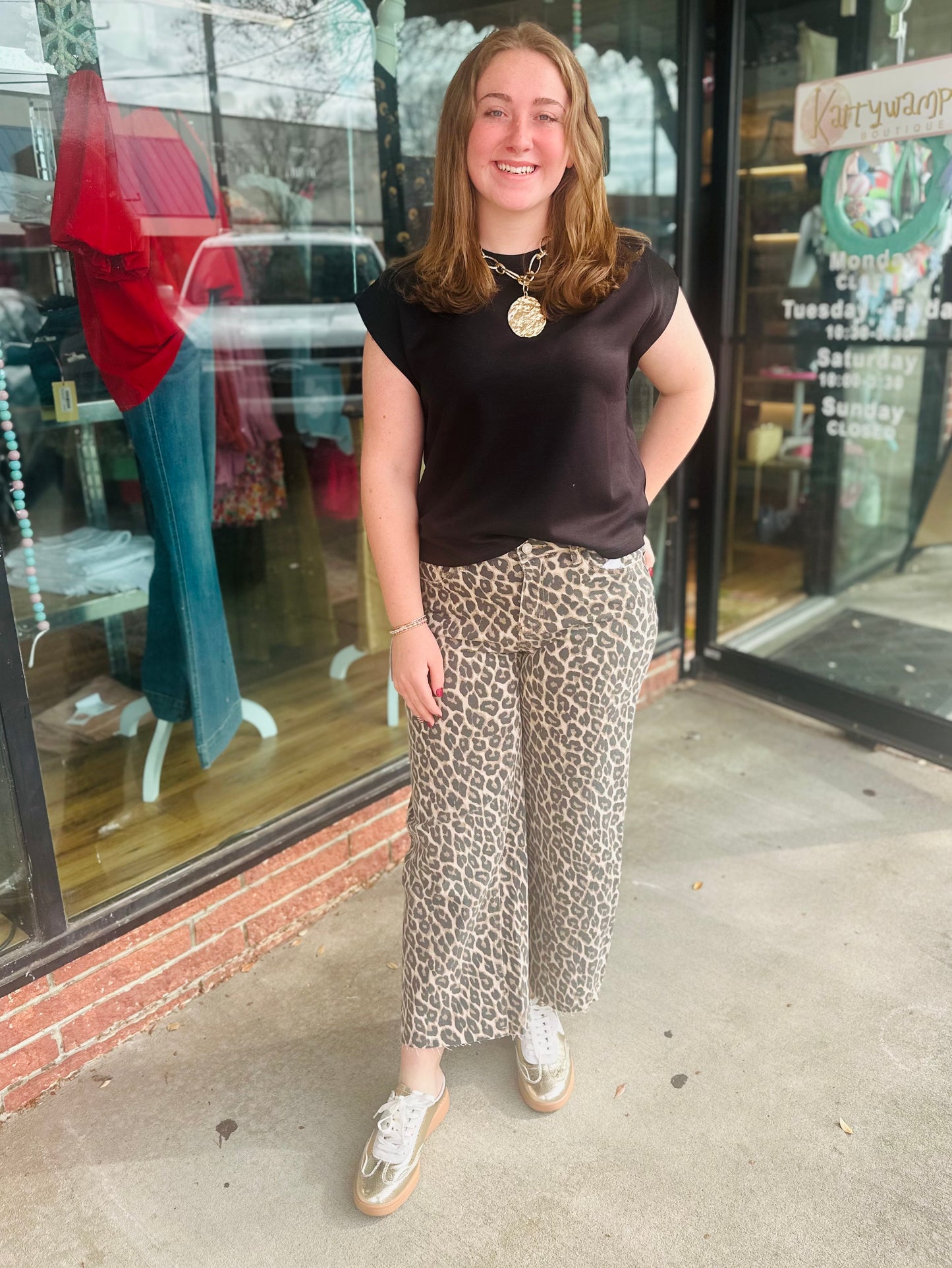 High Rise Animal Print Crop Jeans