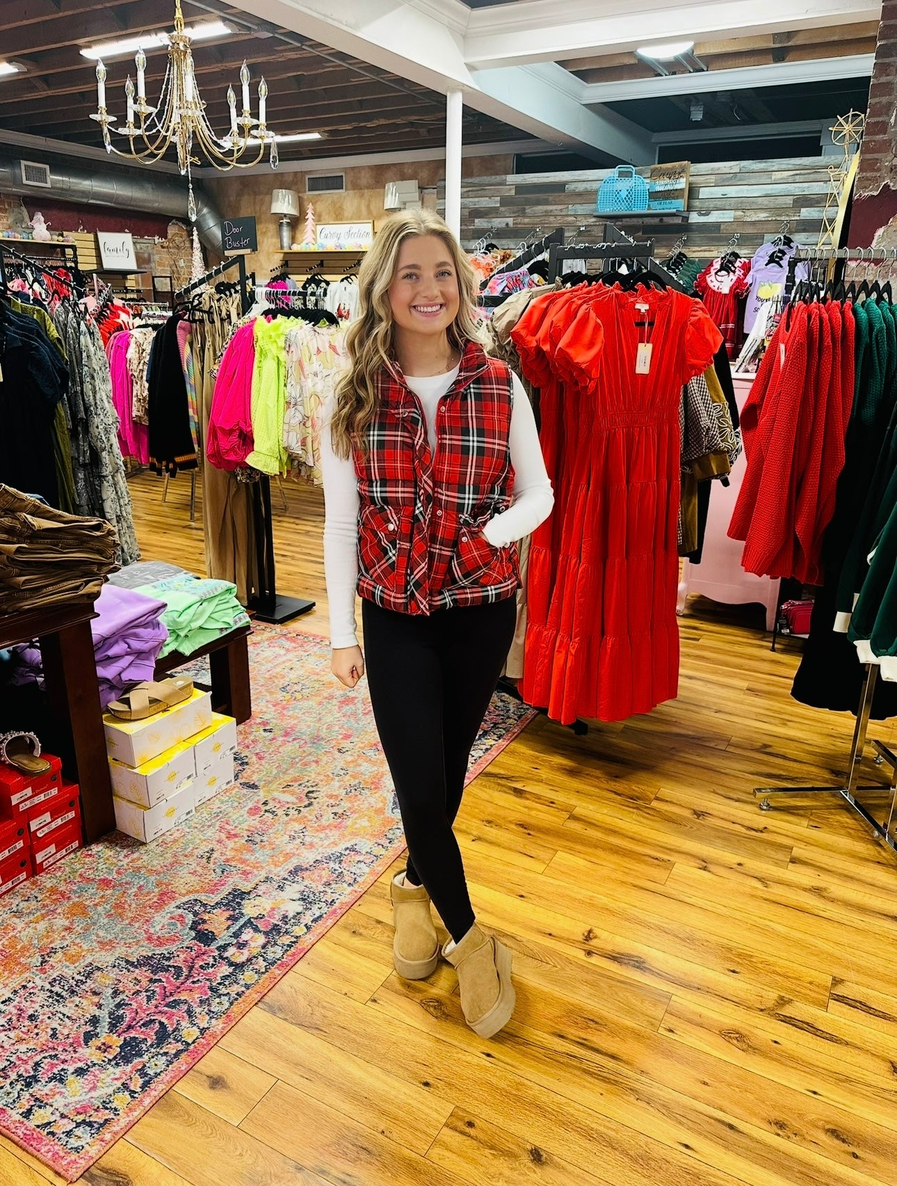 Red/Black Plaid Vest