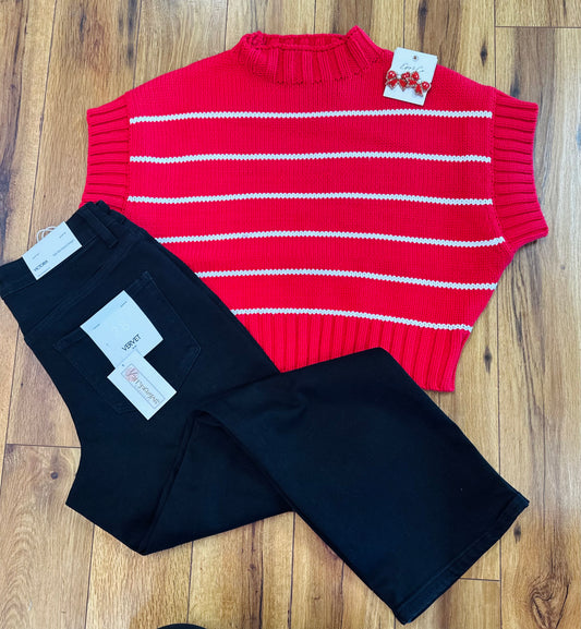 Ruby Striped Mock Neck Sweater