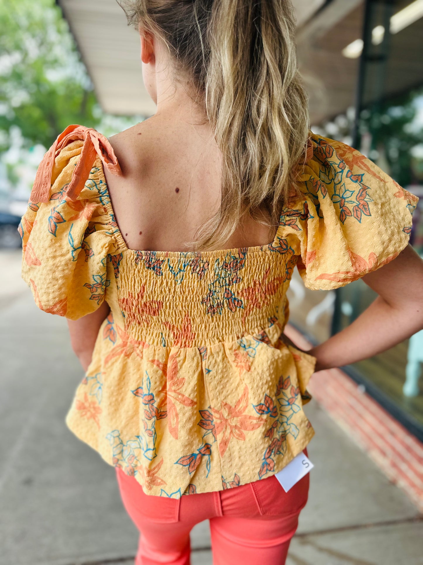 Orange Multi Peplum Waist Top