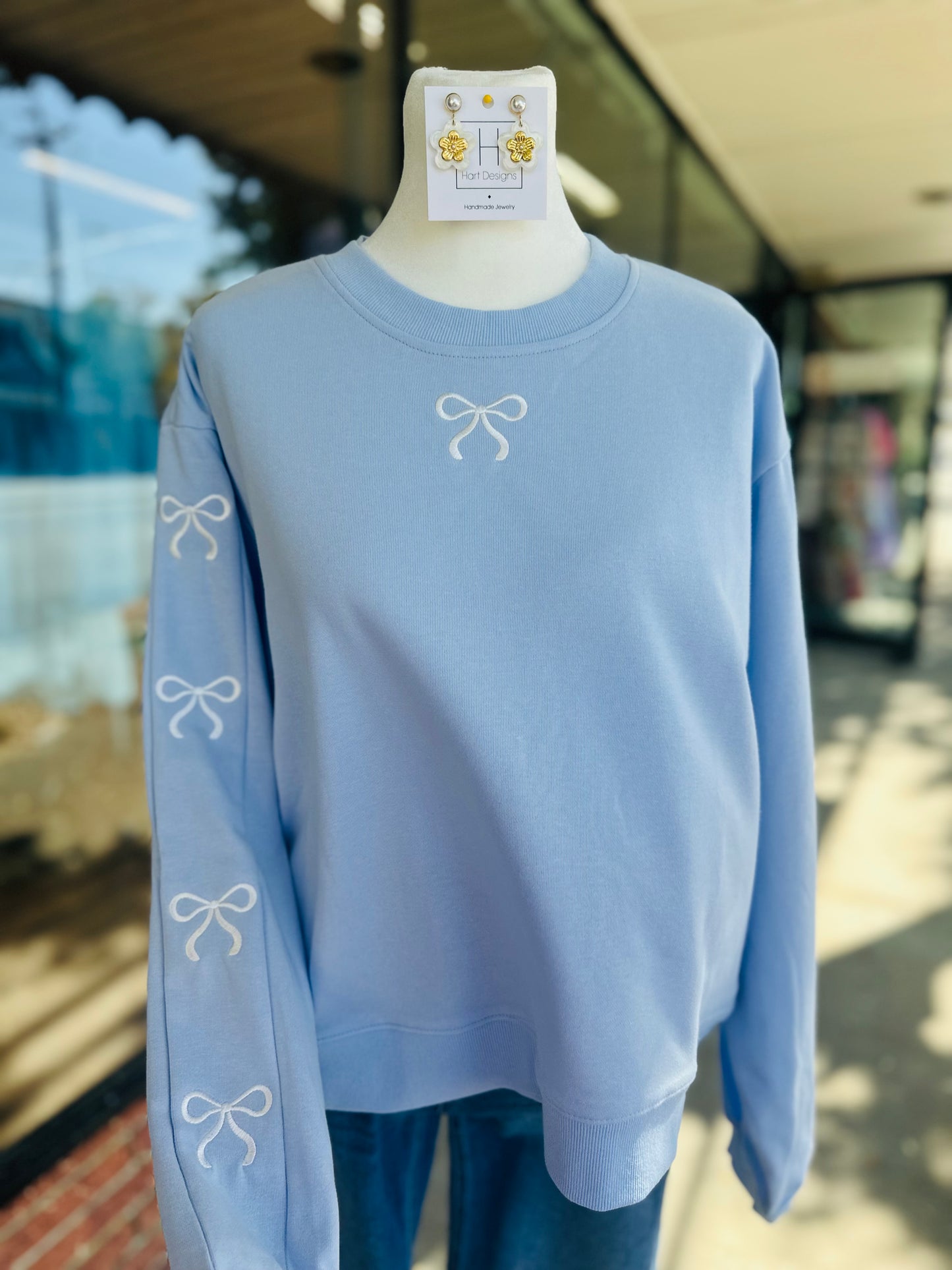 Cropped Blue Bow Sweatshirt