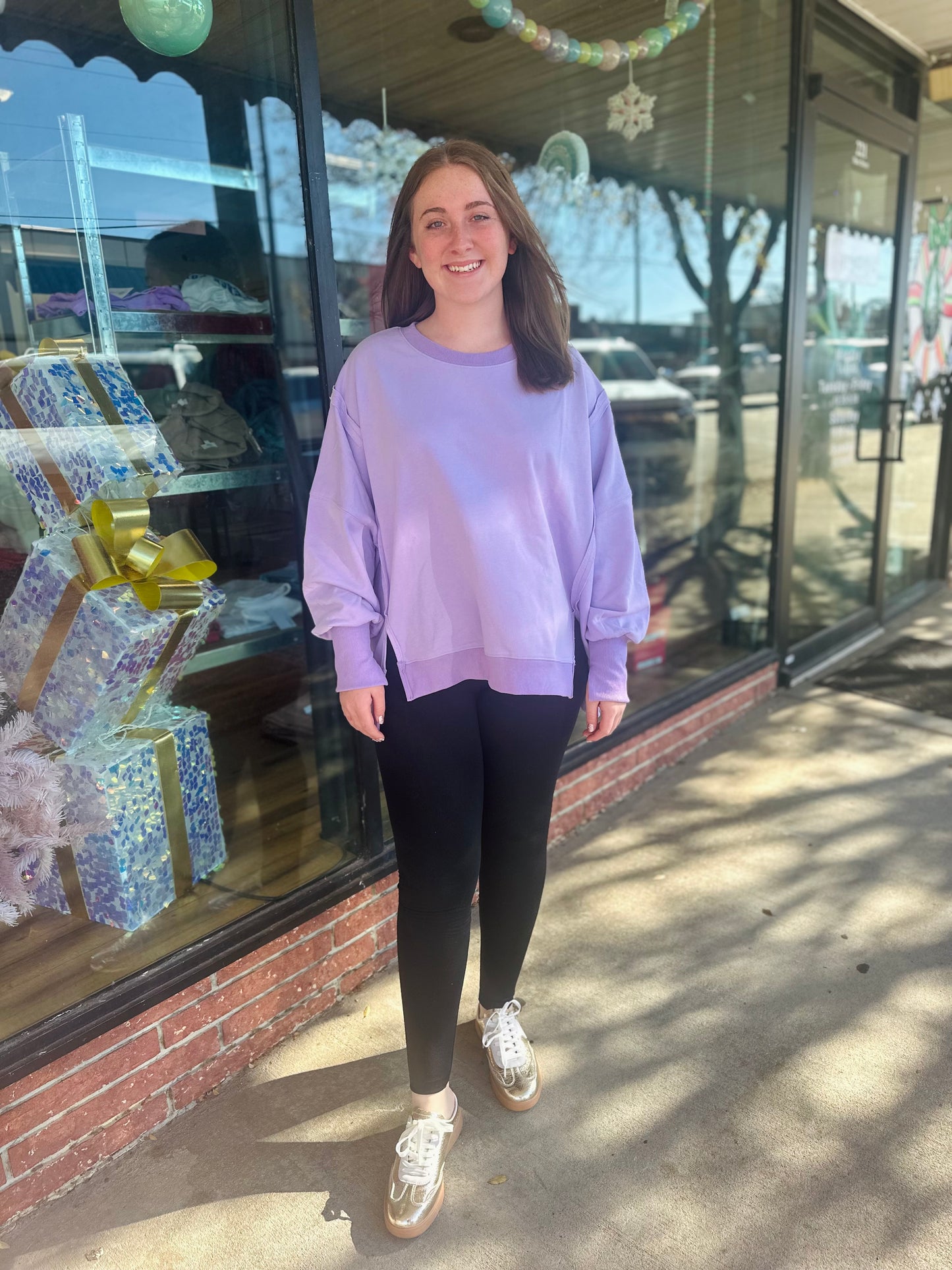 Lavender French Terry Oversize Top