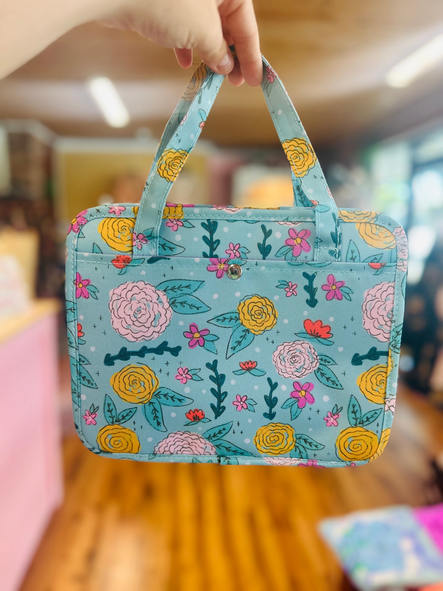 Blue Floral Bible Carrier Bag