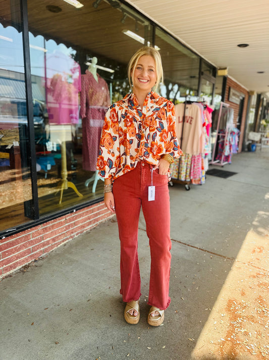 Amber Floral Fall Top