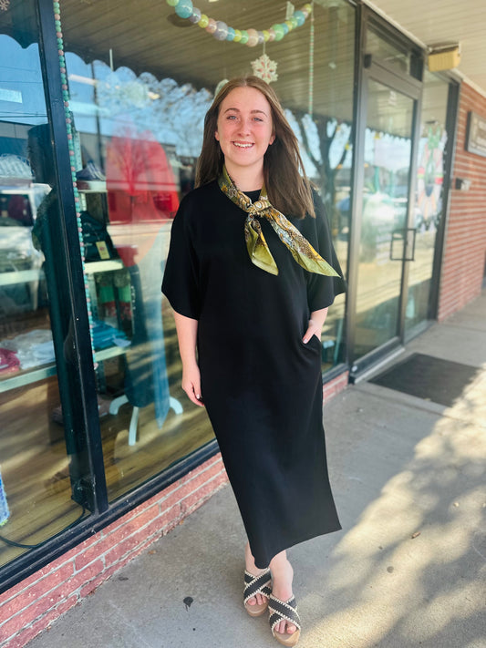 Simple Black Dress w/ Side Slit
