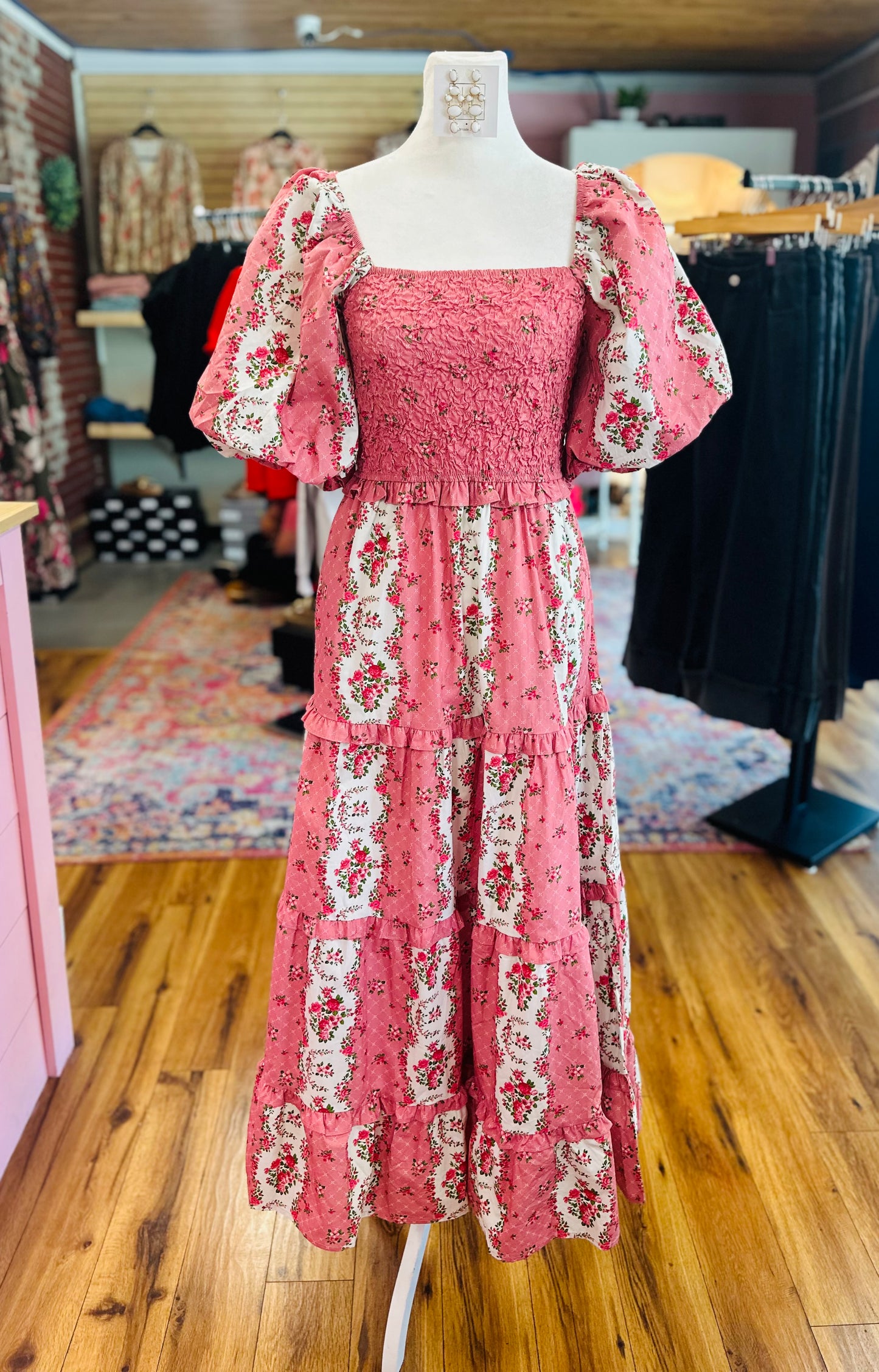 Mauve Floral Printed Maxi Dress