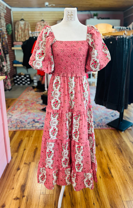 Mauve Floral Printed Maxi Dress