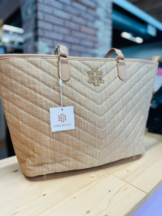 Natural V quilted James tote