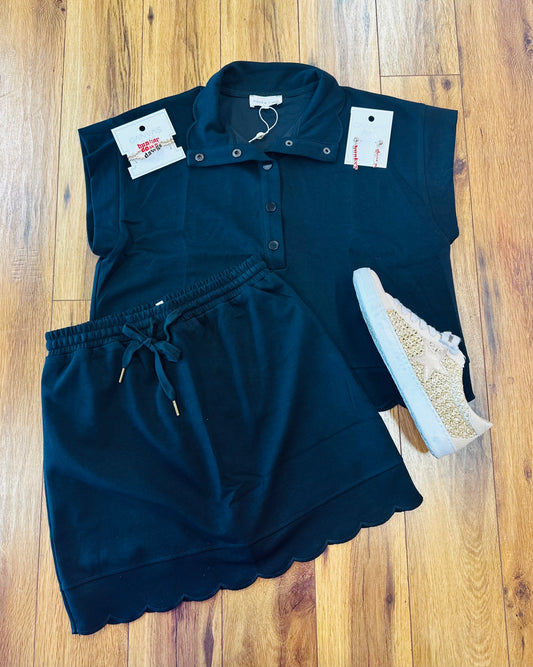 Black Scalloped Set- Top