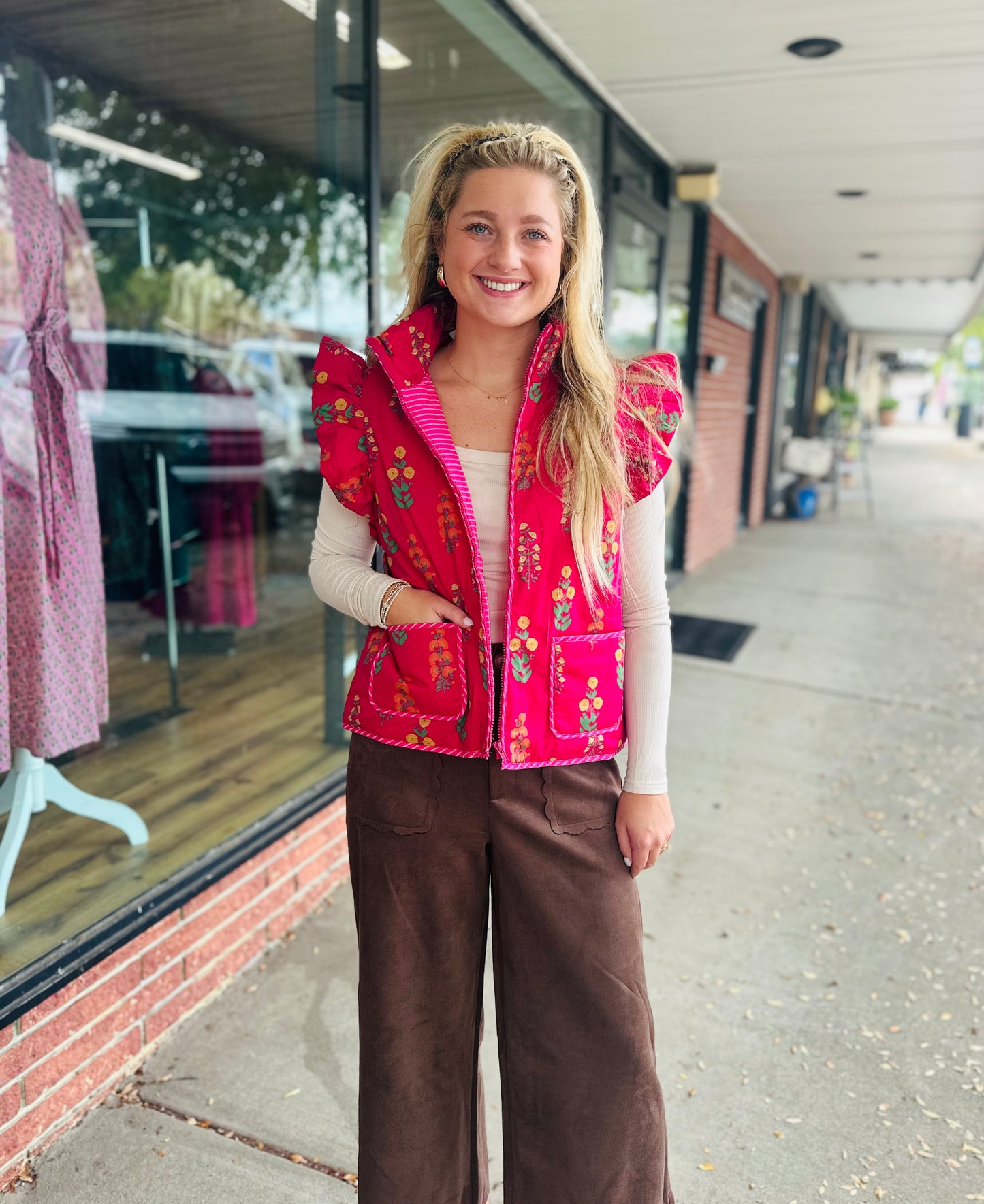 Magenta Floral Vest