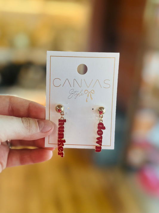 Red and Gold Hunker Down Earrings