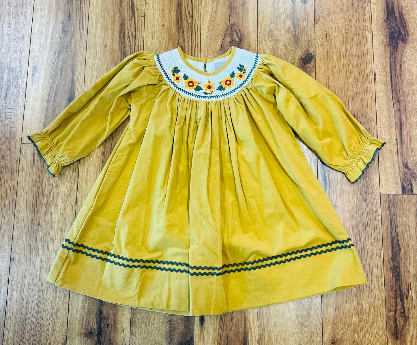 Gold Sunflower Smocked Dress
